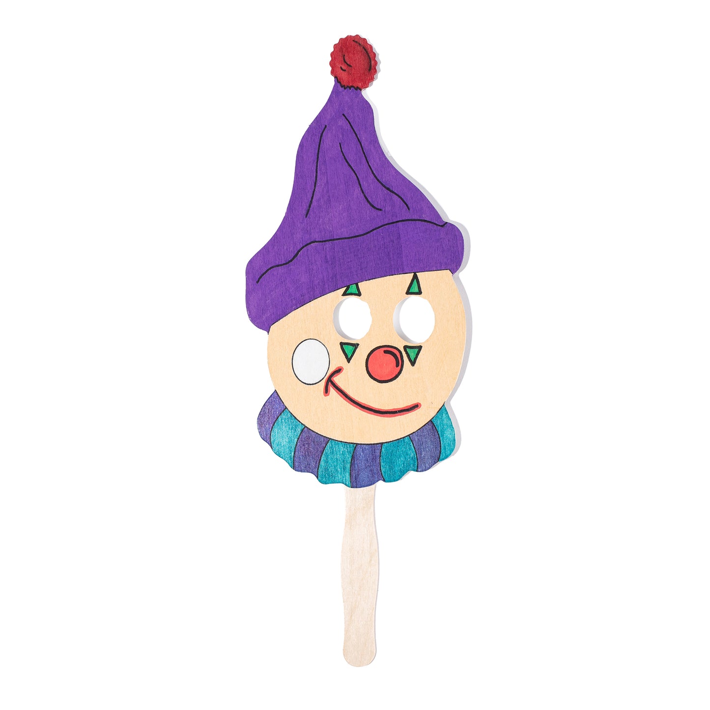 Wooden Clown Masks (12 Pack)