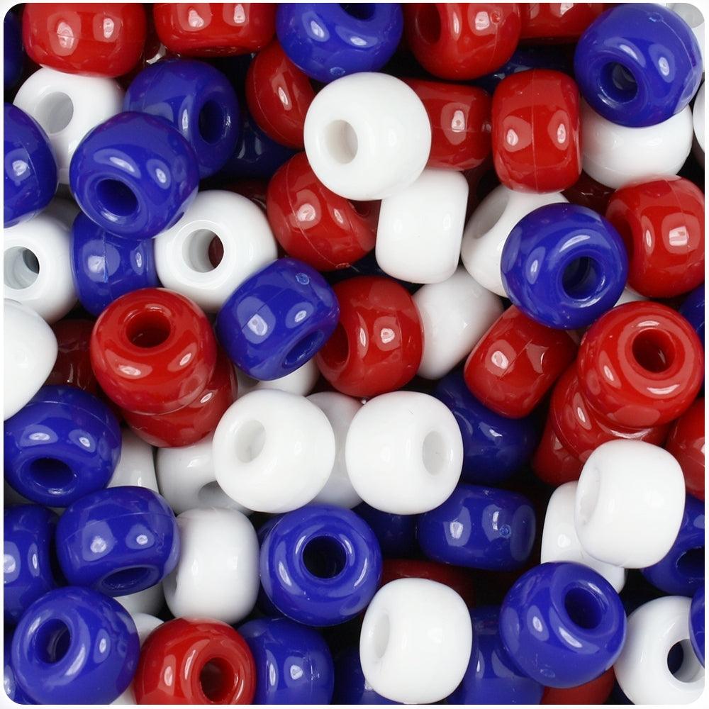 Patriotic Pony Beads (500 Pack) - EconoCrafts