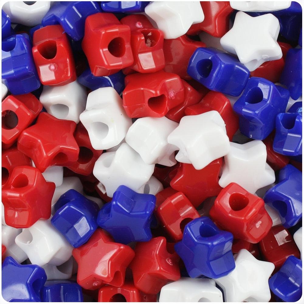 Patriotic Star Pony Beads (1,500 Pack) - EconoCrafts