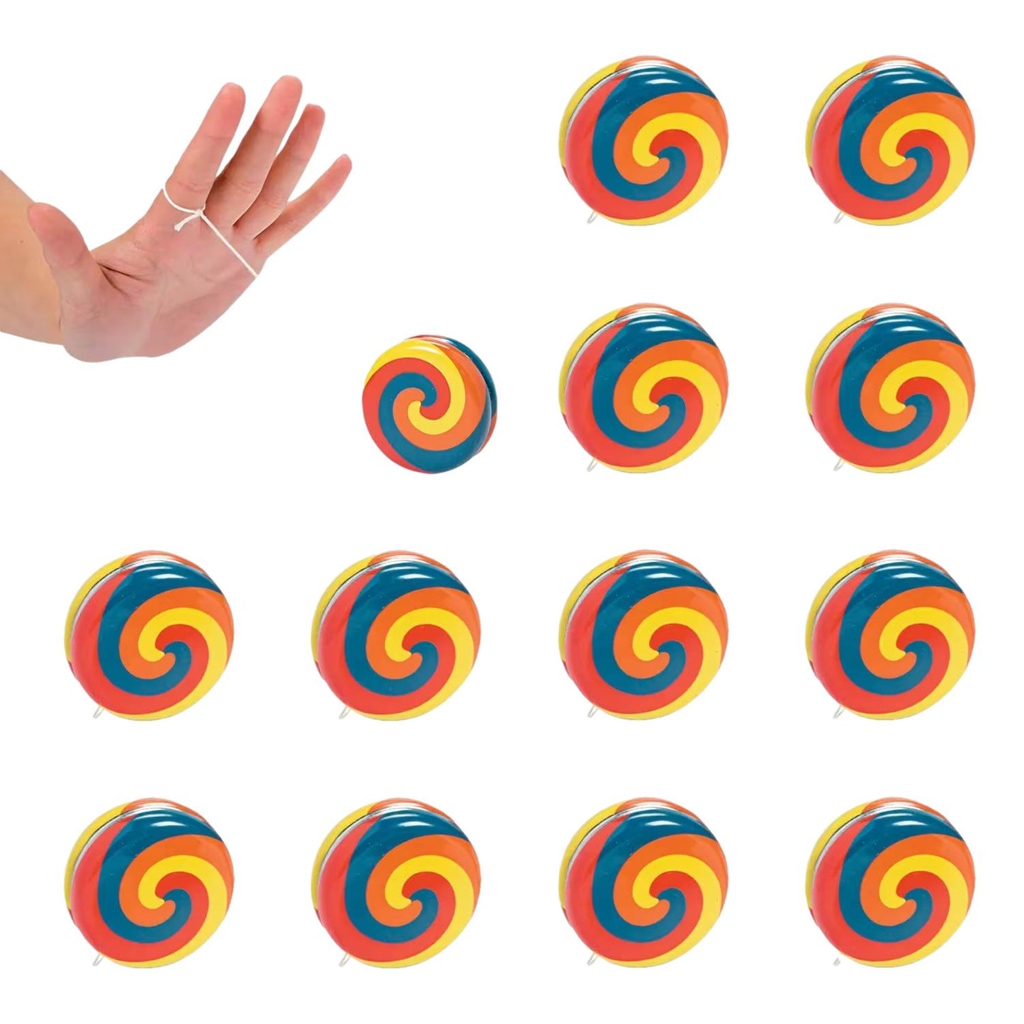 Multicolor Swirl Pattern Metal Yo-Yos (12 Pack)