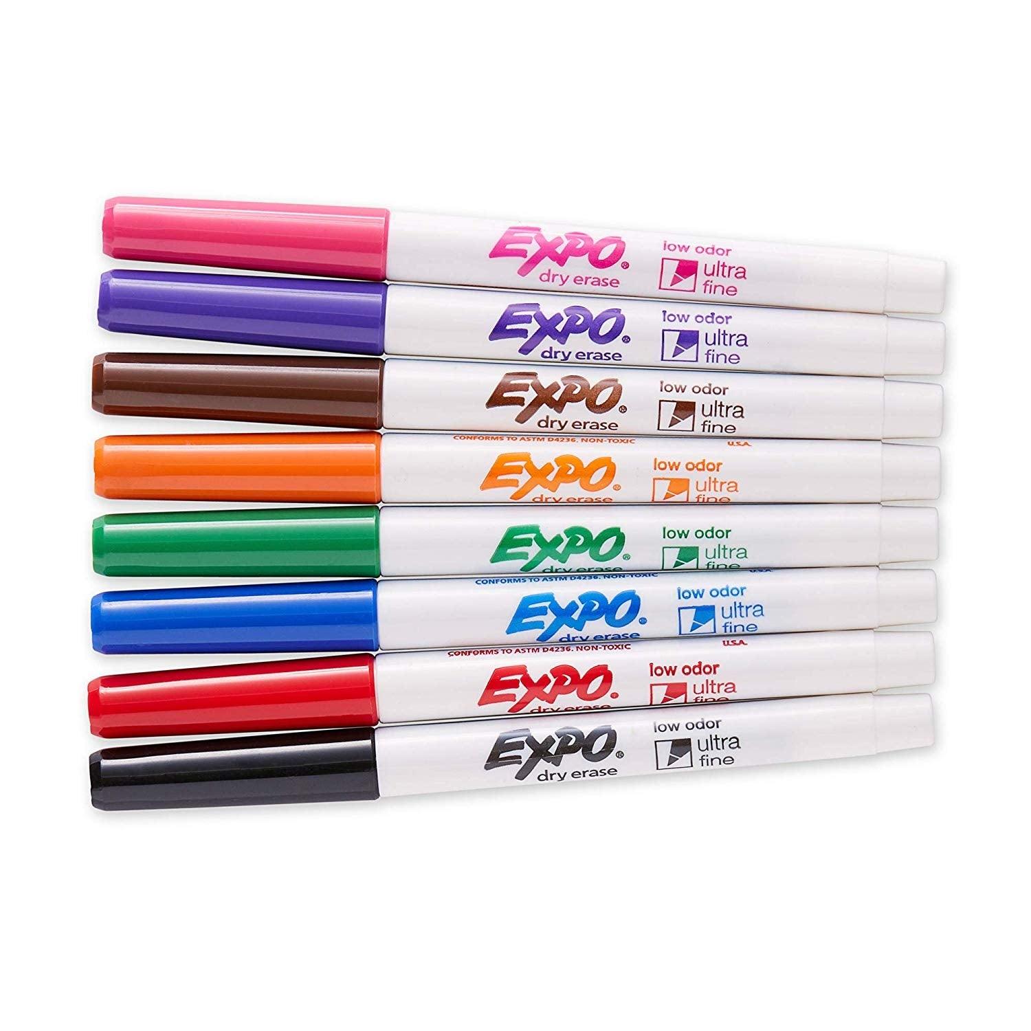 EXPO Low Odor Dry Erase Markers - Ultra Fine Tip (Set of 8) - EconoCrafts