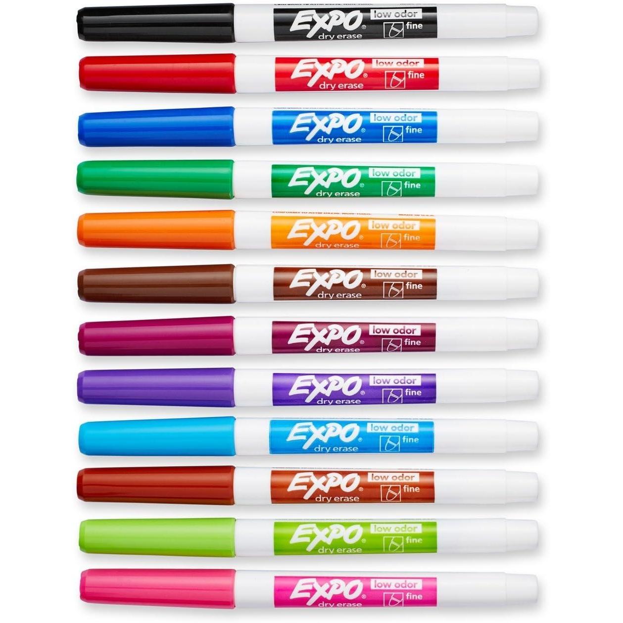 EXPO Low-Odor Dry-Erase Markers - Fine Tip (Set of 12)