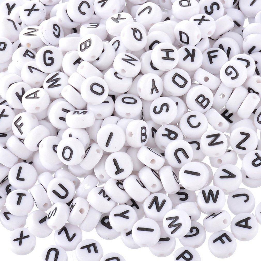 Alphabet Beads - Black and White (200 Pack) - EconoCrafts