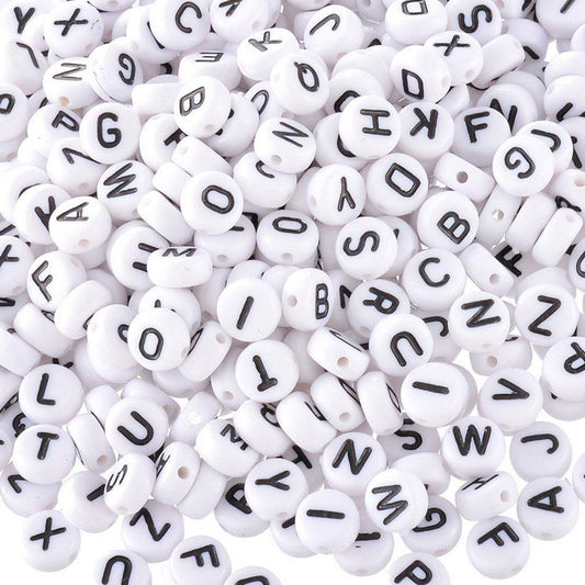 Alphabet Beads - Black and White (200 Pack) - EconoCrafts