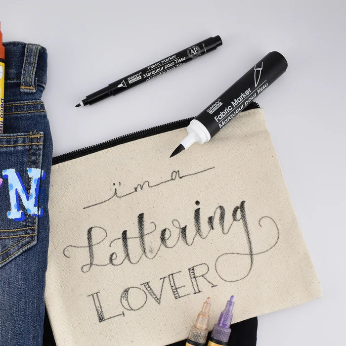 Marvy Fabric Markers - Brush Tip, Basic (Set of 6)