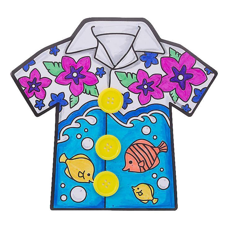 Color Your Own Hawaiian Shirts with Buttons Craft Kit (12 Pack)