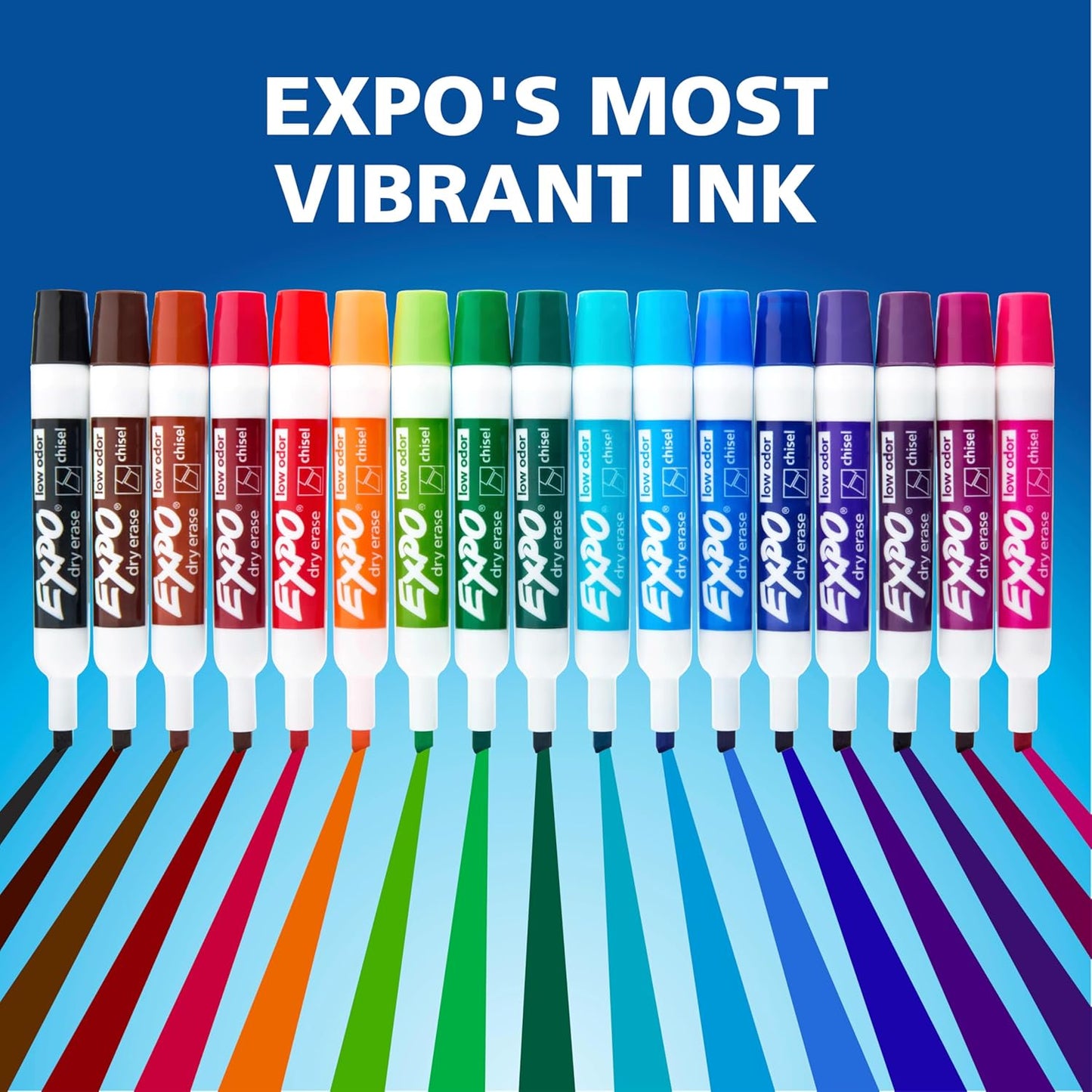 EXPO Low-Odor Dry Erase Markers - Chisel Tip (Set of 16)