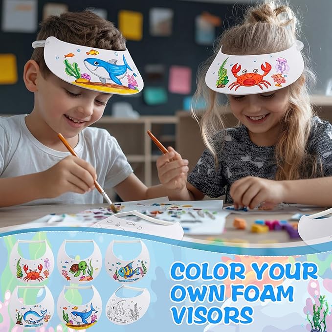 Color Your Own Foam Ocean Visors (10 Pack)