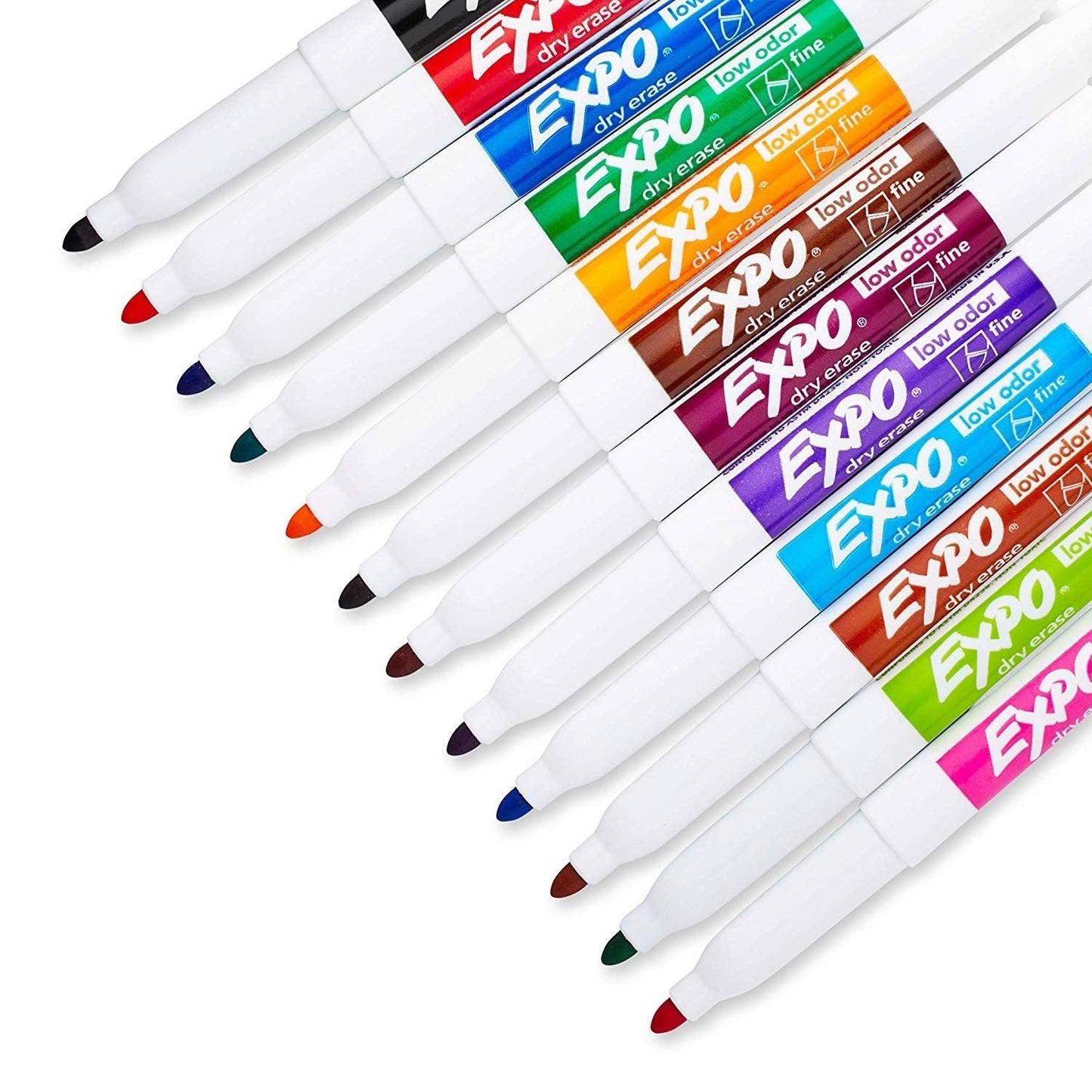 EXPO Low Odor Dry Erase Markers - Fine Tip (Set of 12) - EconoCrafts
