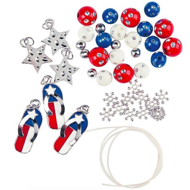 American Flag Flip Flop Bracelet Craft Kit (2 Pack) - EconoCrafts