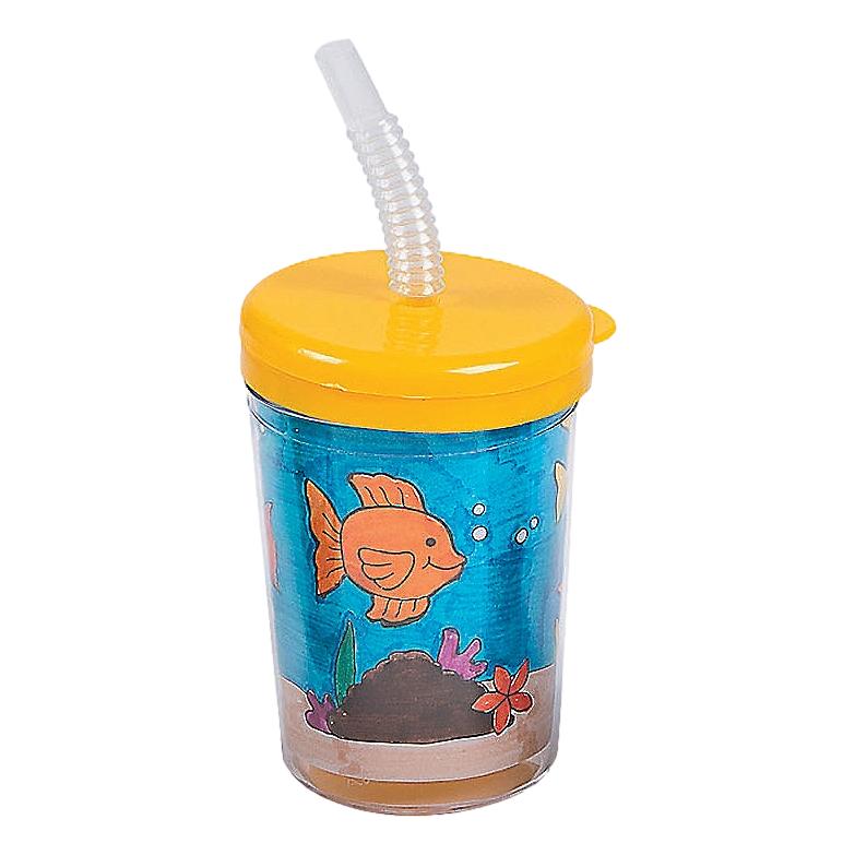 Color Your Own Tropical Cups (12 Pack)