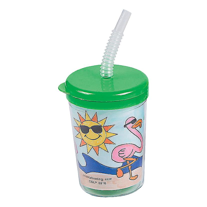 Color Your Own Tropical Cups (12 Pack)