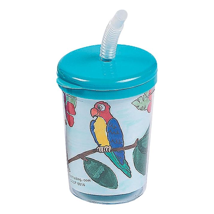 Color Your Own Tropical Cups (12 Pack)