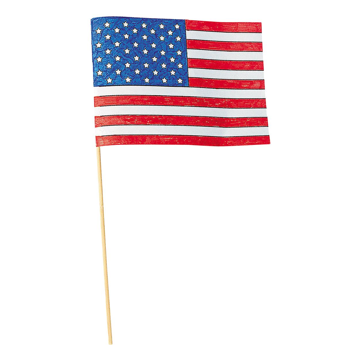 Color Your Own Paper American Flags (12 Pack)
