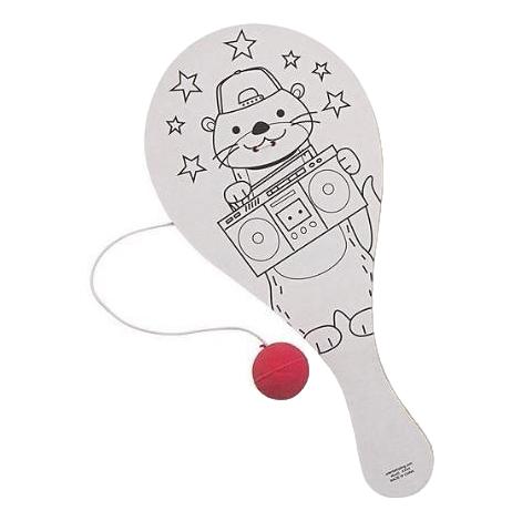 Color Your Own Party Animal Paddleball Games (12 Pack)