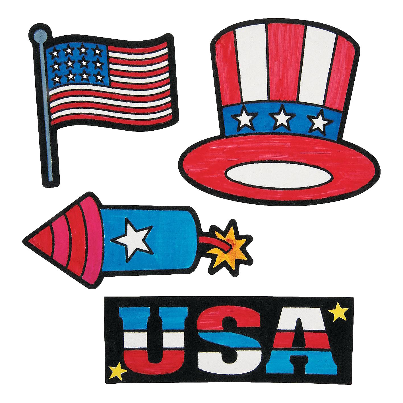Color Your Own Patriotic Fuzzy Magnets (12 Pack) - EconoCrafts