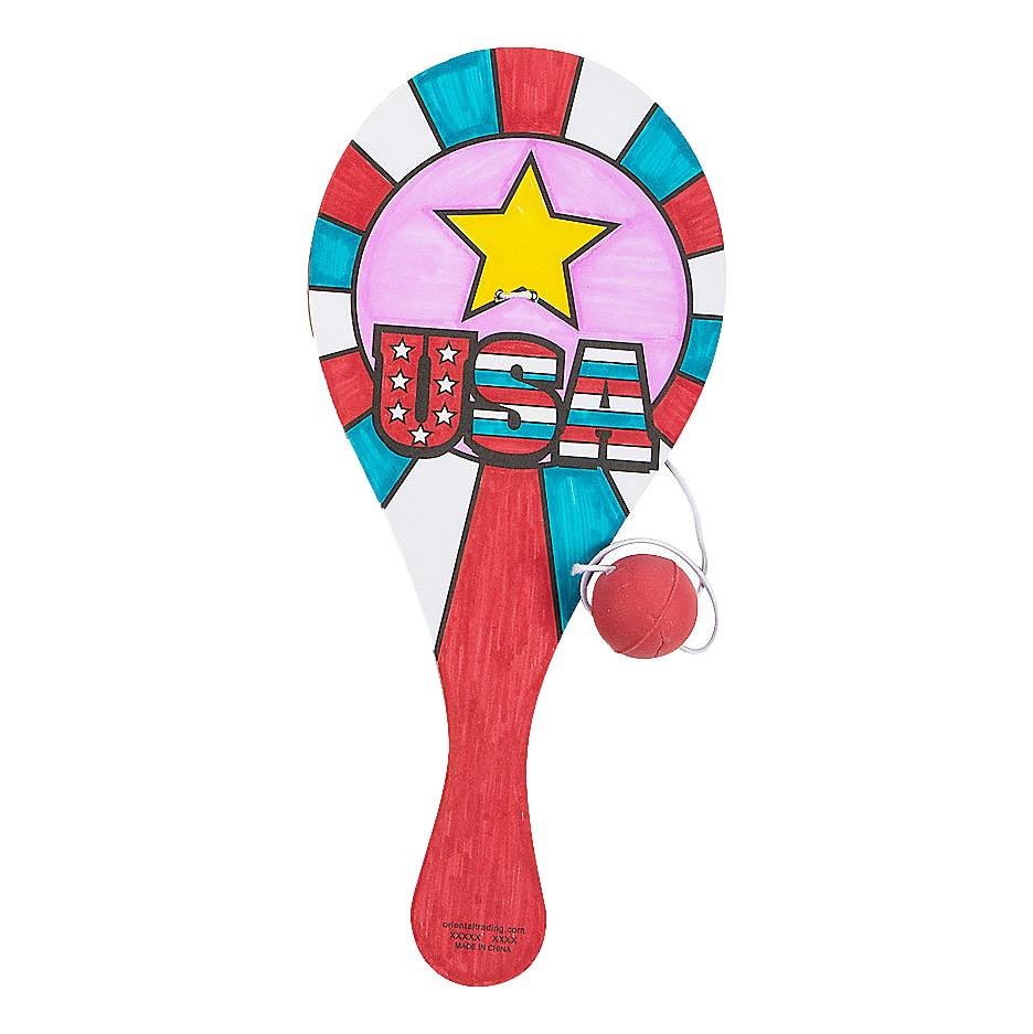 Color Your Own Patriotic Paddleball Games (12 Pack)