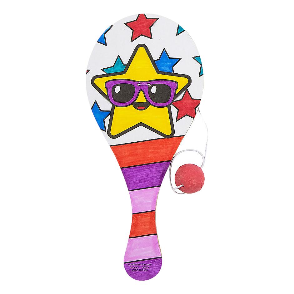 Color Your Own Patriotic Paddleball Games (12 Pack)
