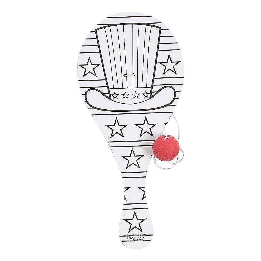 Color Your Own Patriotic Paddleball Games (12 Pack)