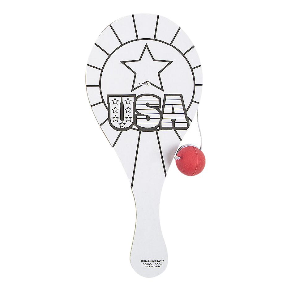 Color Your Own Patriotic Paddleball Games (12 Pack)