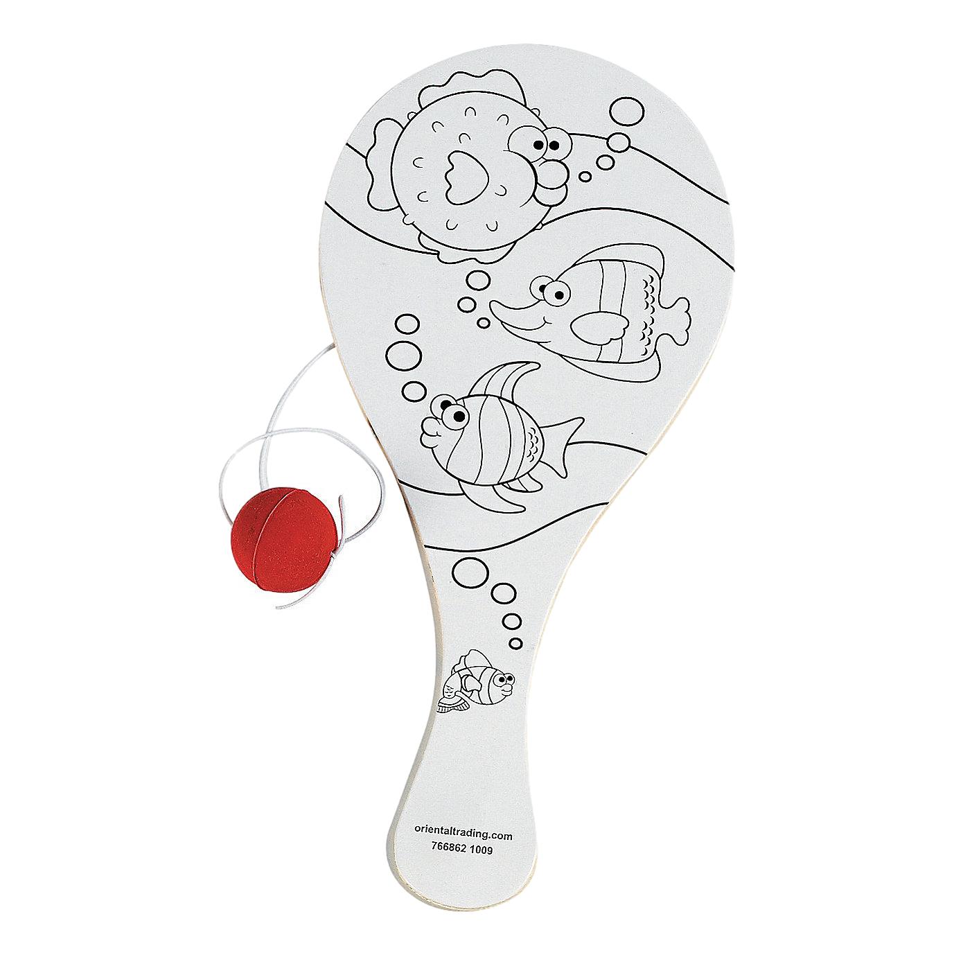Color Your Own Tropical Paddleball Games (12 Pack)