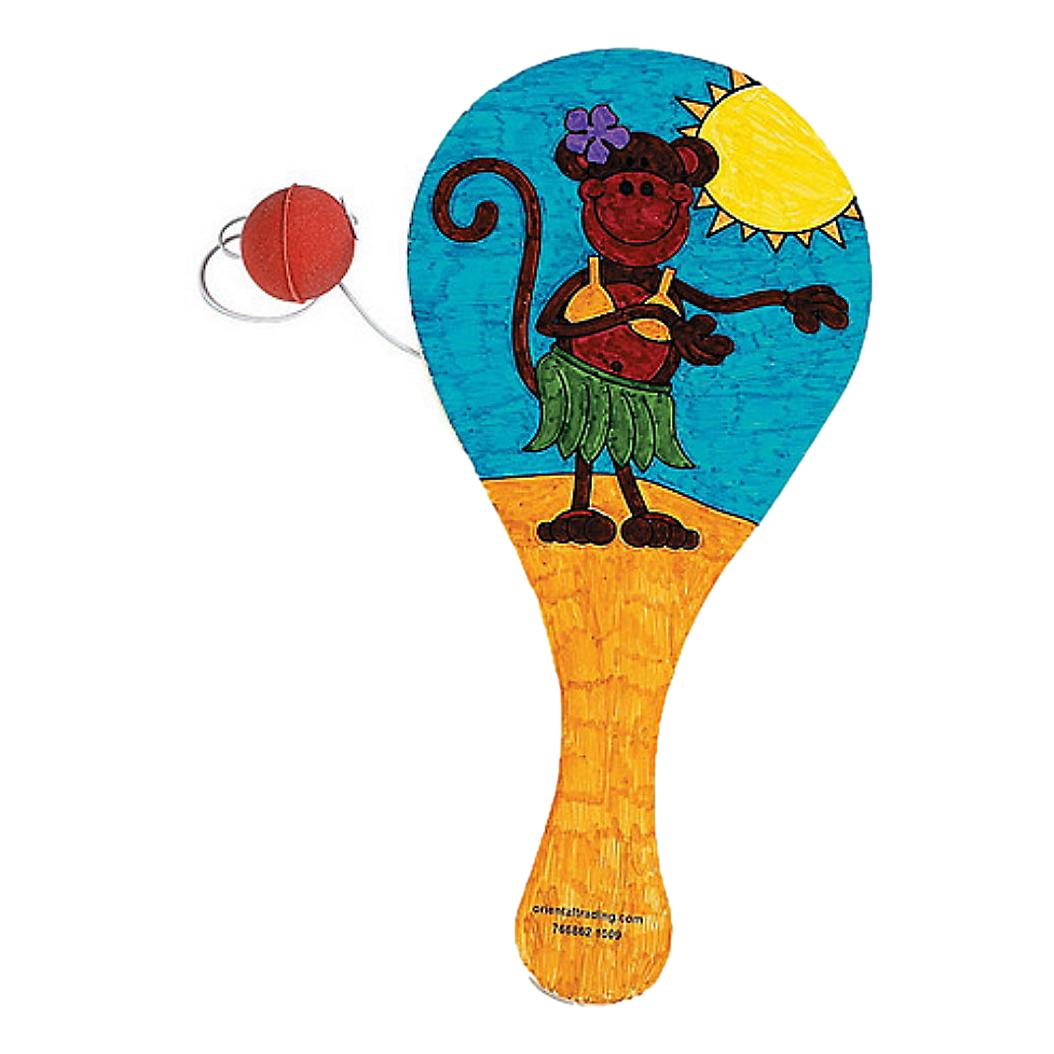 Color Your Own Tropical Paddleball Games (12 Pack)