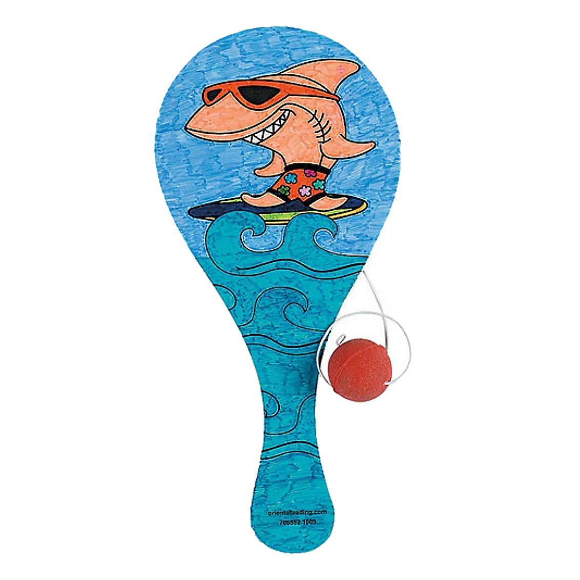 Color Your Own Tropical Paddleball Games (12 Pack)