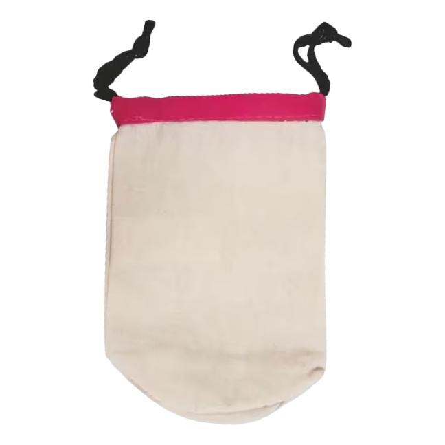 Small Canvas Drawstring Bags with Bright Trim (12 Pack)