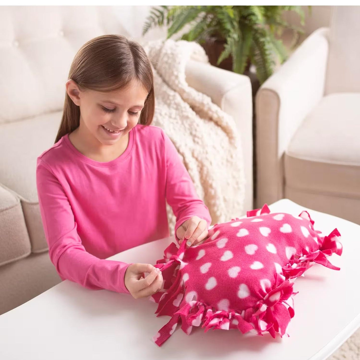 DIY Valentine Heart Fleece Tied Pillows (6 Pack)