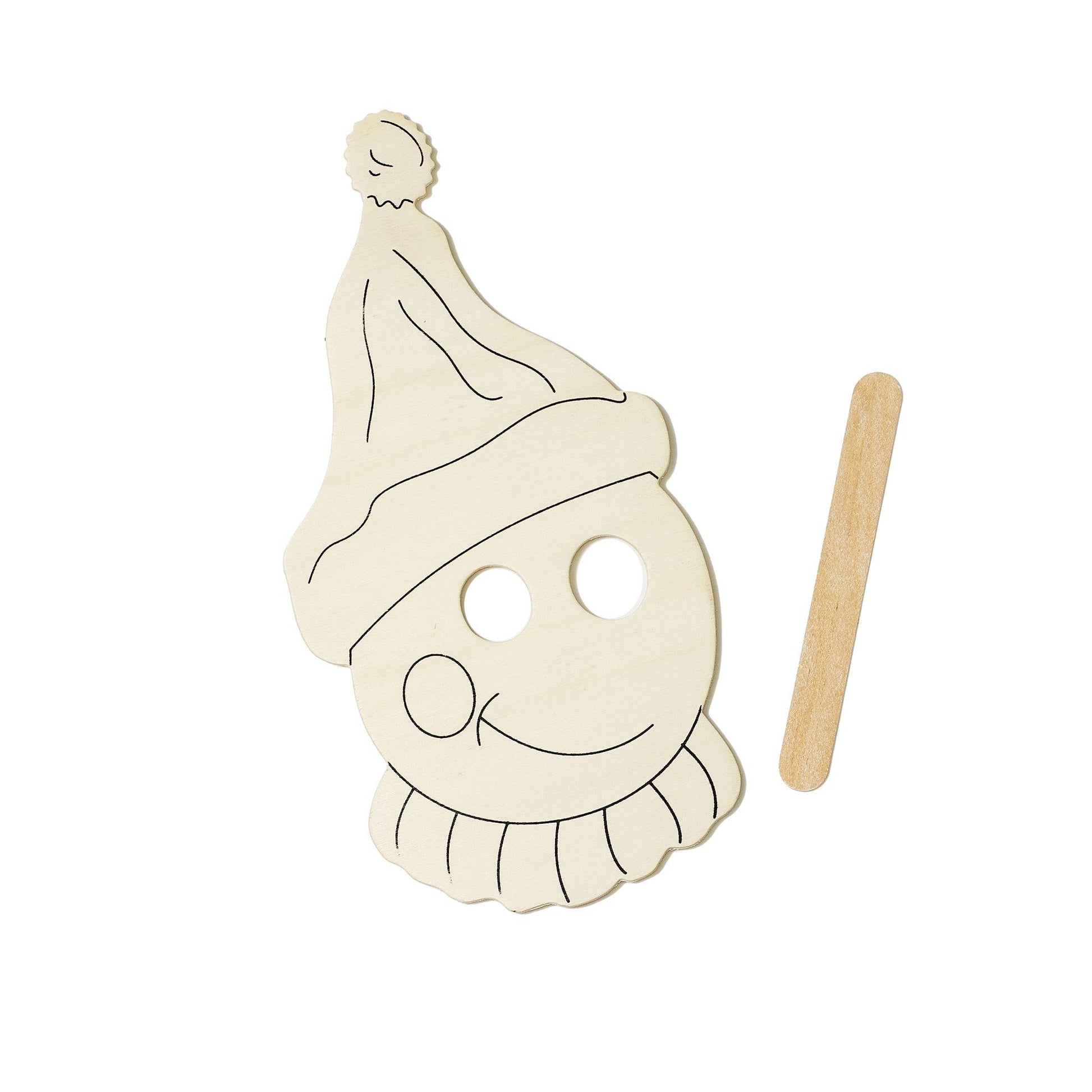 Wooden Clown Masks (12 Pack) - EconoCrafts