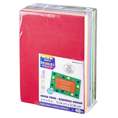 Assorted Foam Sheets - 6" x 9" (40 Pack) - EconoCrafts