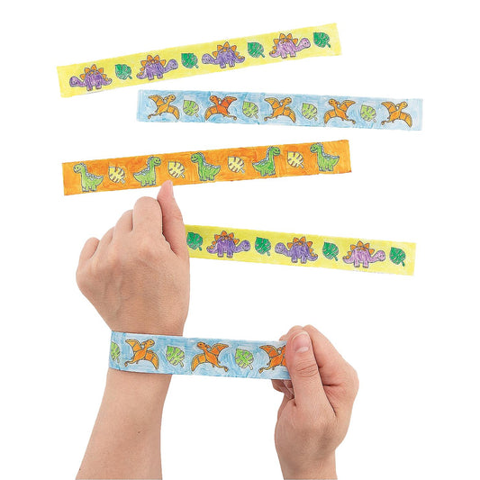 Color Your Own Dinosaur Slap Bracelets (48 Pack)