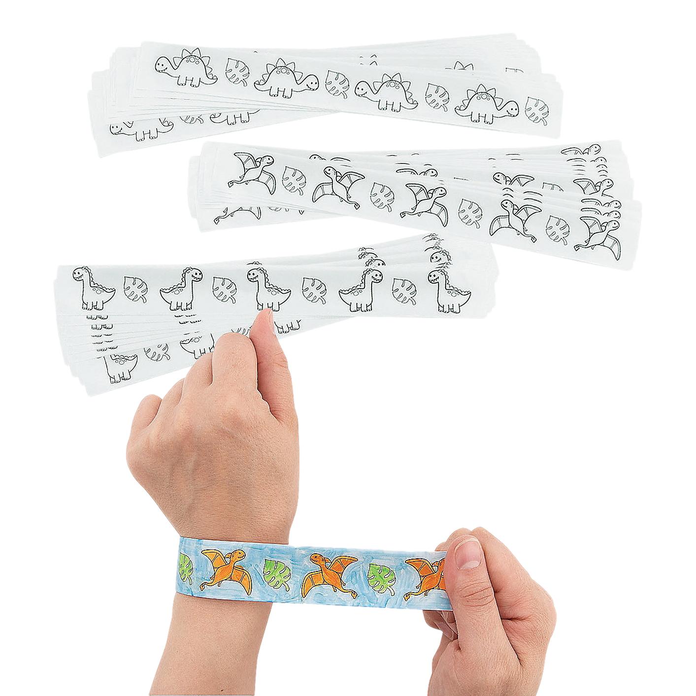 Color Your Own Dinosaur Slap Bracelets (48 Pack)