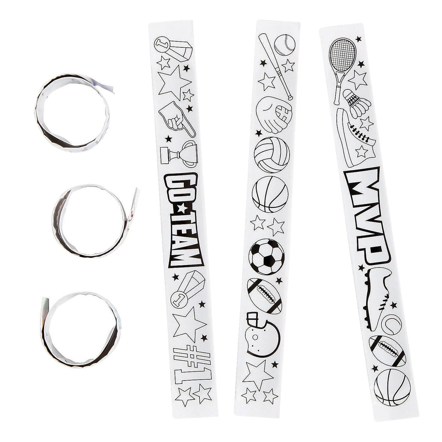 Color Your Own Sports Slap Bracelets (48 Pack)