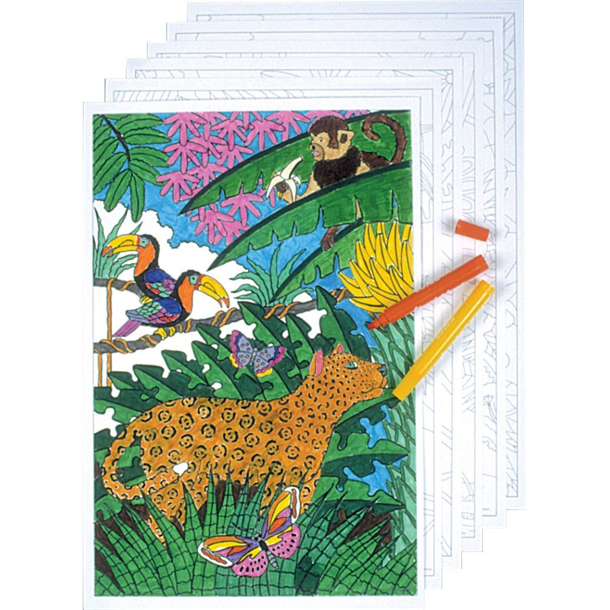 Color Your Own Jungle Pictures (24 Pack) - EconoCrafts