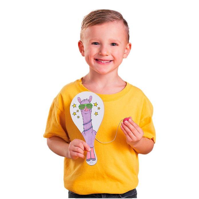 Color Your Own Party Animal Paddle Ball Games (12 Pack) - EconoCrafts