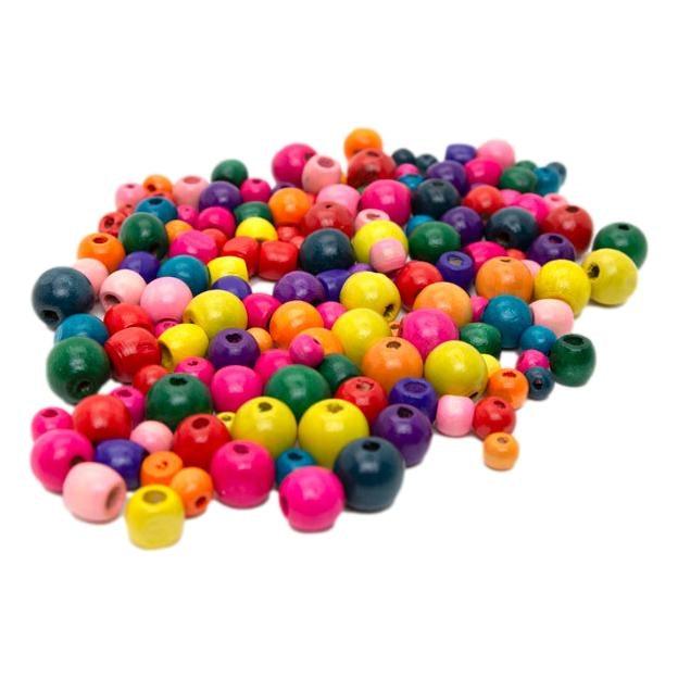 Colored Wooden Beads (150 Pack) - EconoCrafts