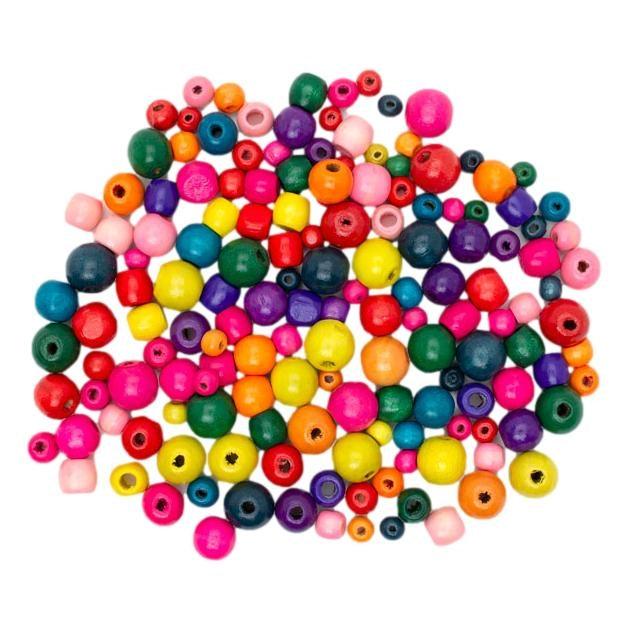 Colored Wooden Beads (150 Pack) - EconoCrafts