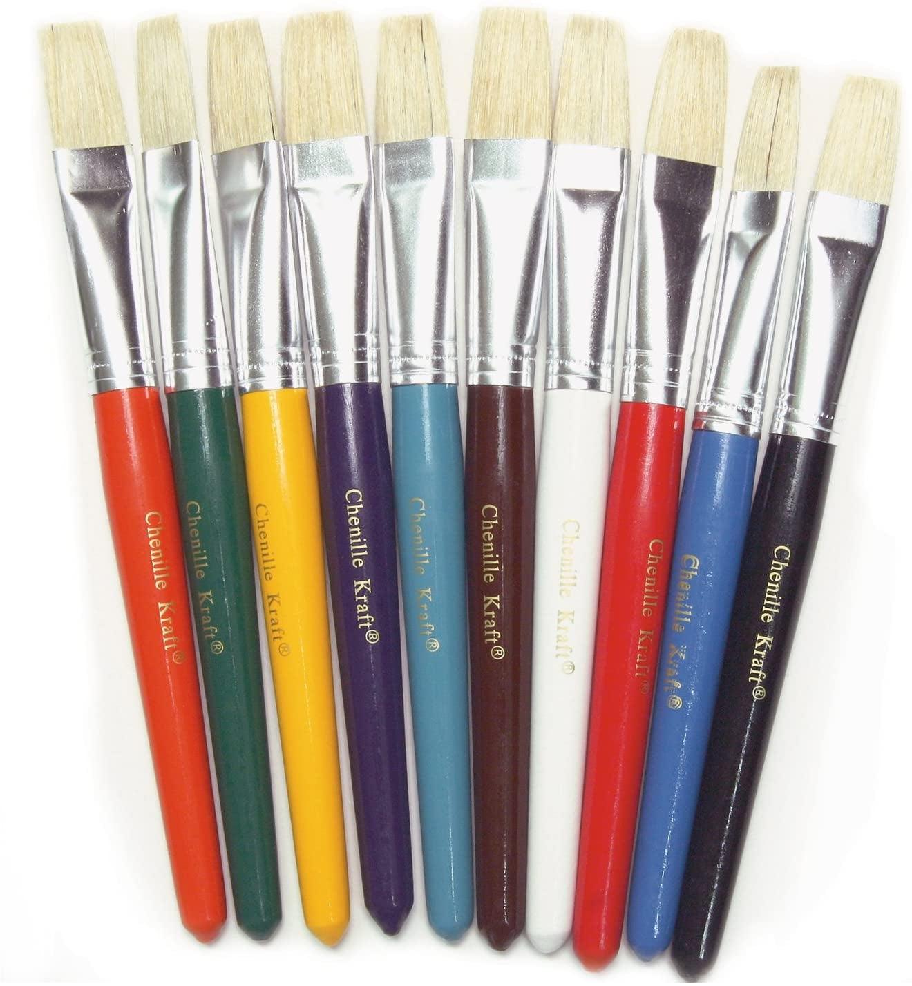 Stubby Paint Brushes - Flat (10 Pack) - EconoCrafts