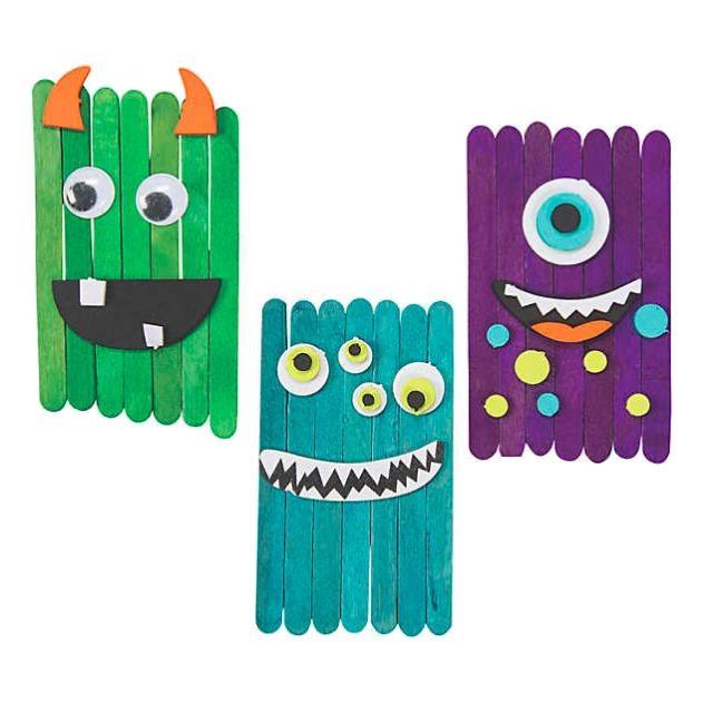 craft stick monsters Crazy Eye Monster Craft Stick Craft Kit (12 Pack) – EconoCrafts