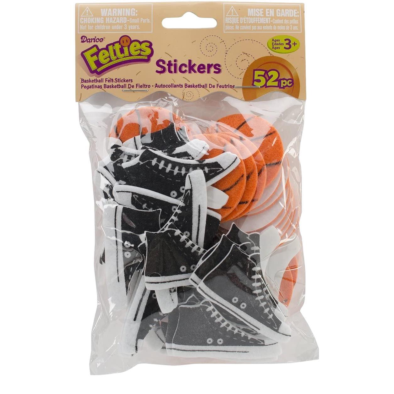 Felt Basketball Stickers (52 Pack) - EconoCrafts