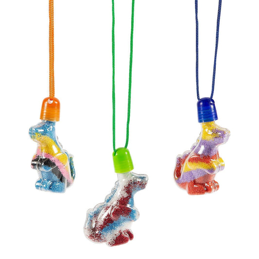Dinosaur Sand Art Necklaces (12 Pack) - EconoCrafts