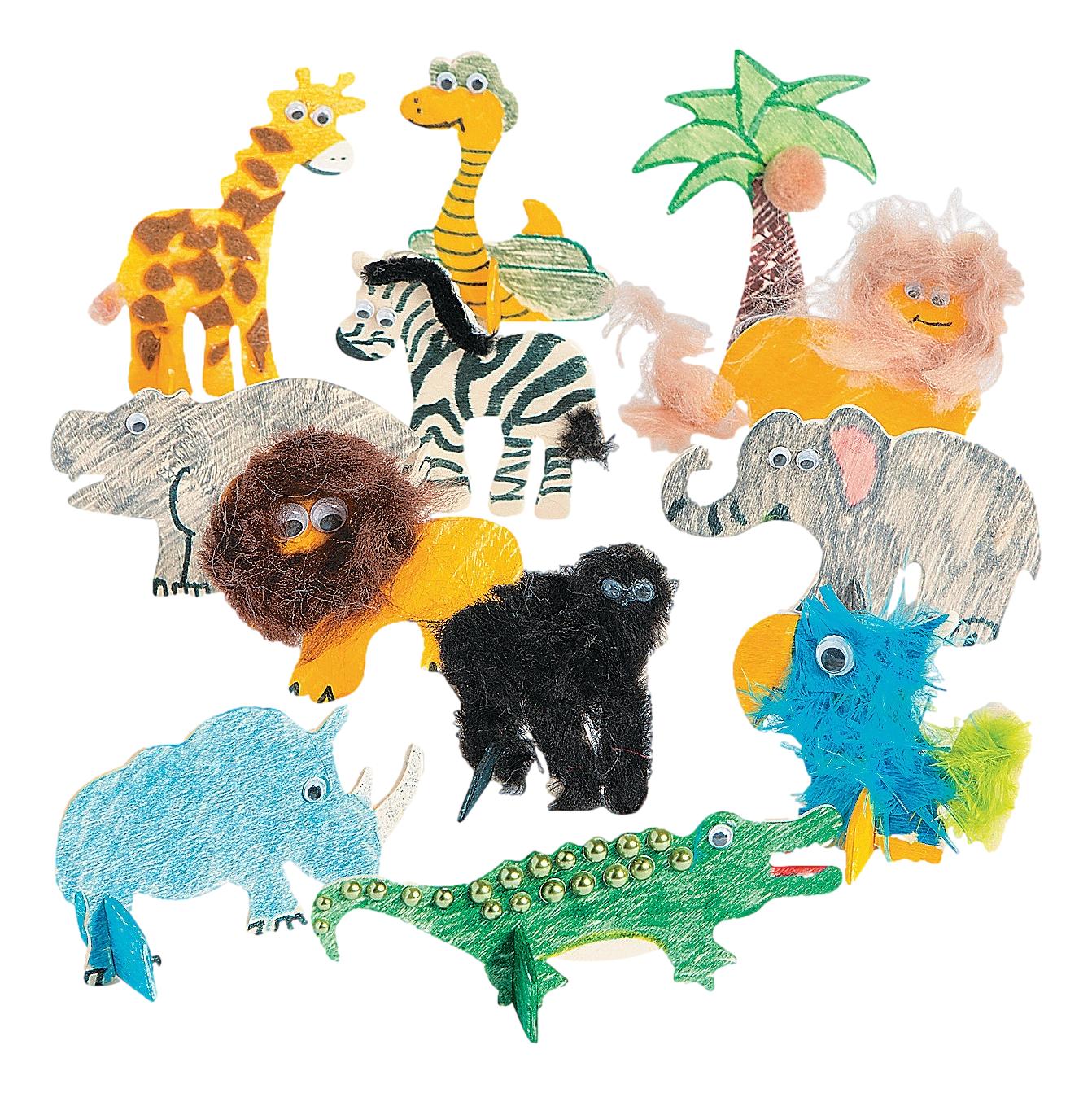 DIY Wooden Safari Animal Stand-Ups (12 Pack)