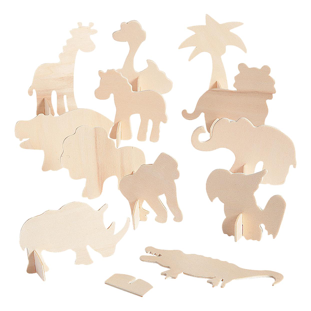 DIY Wooden Safari Animal Stand-Ups (12 Pack)