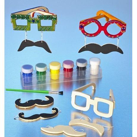 Wooden Mustache Glasses (12 Pack) - EconoCrafts