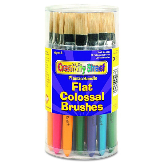 Stubby Paint Brushes - Flat (30 Pack) - EconoCrafts