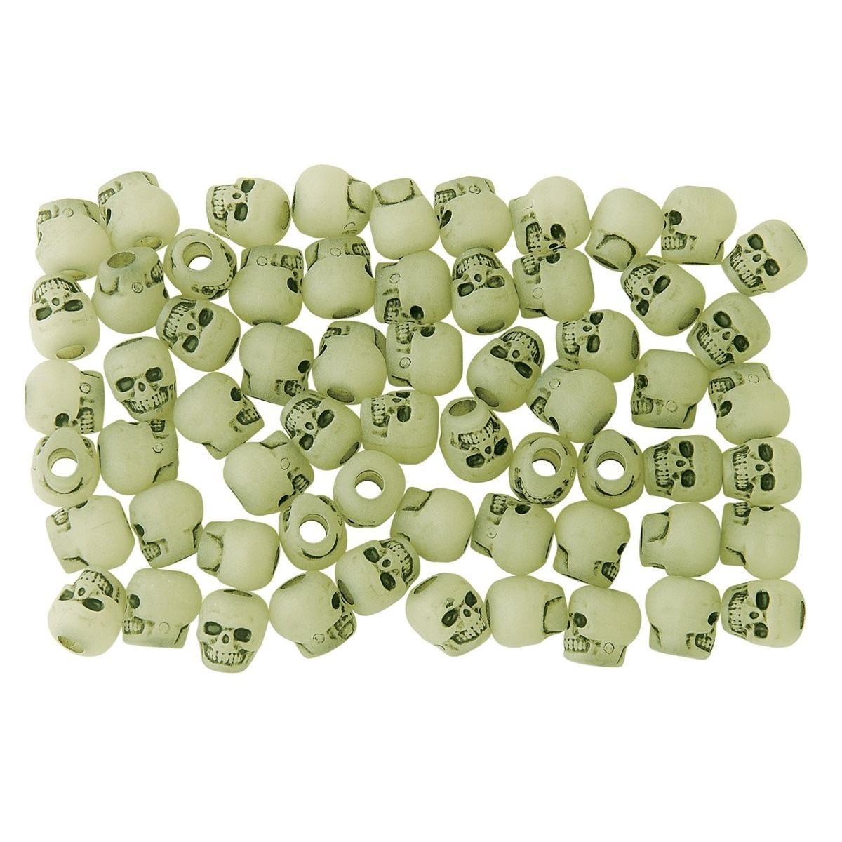Glow-in-the-Dark Skull Beads (300 Pack) - EconoCrafts