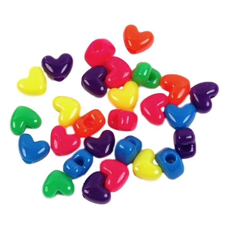Heart Pony Beads - Neon Colors (1/2 lb) - EconoCrafts