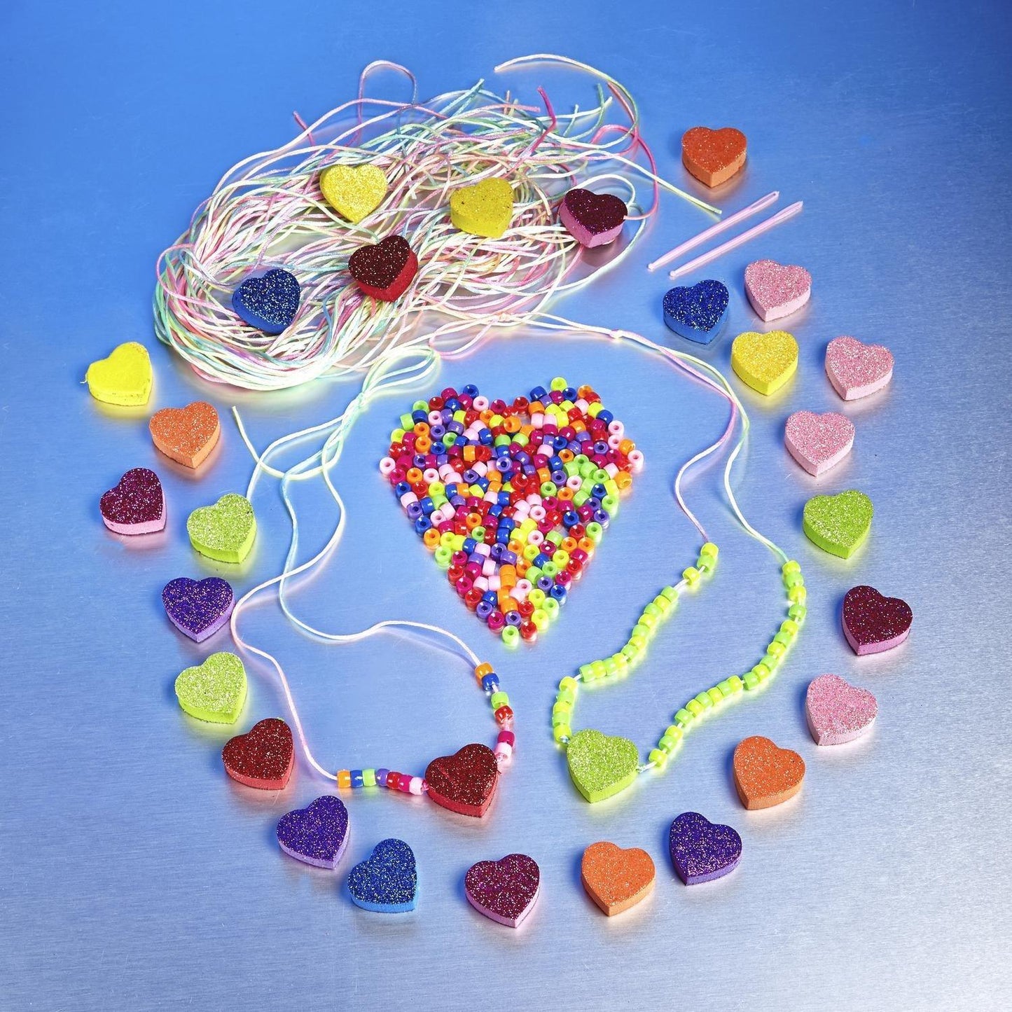 DIY Foam Heart Beaded Necklaces (28 Pack) - EconoCrafts