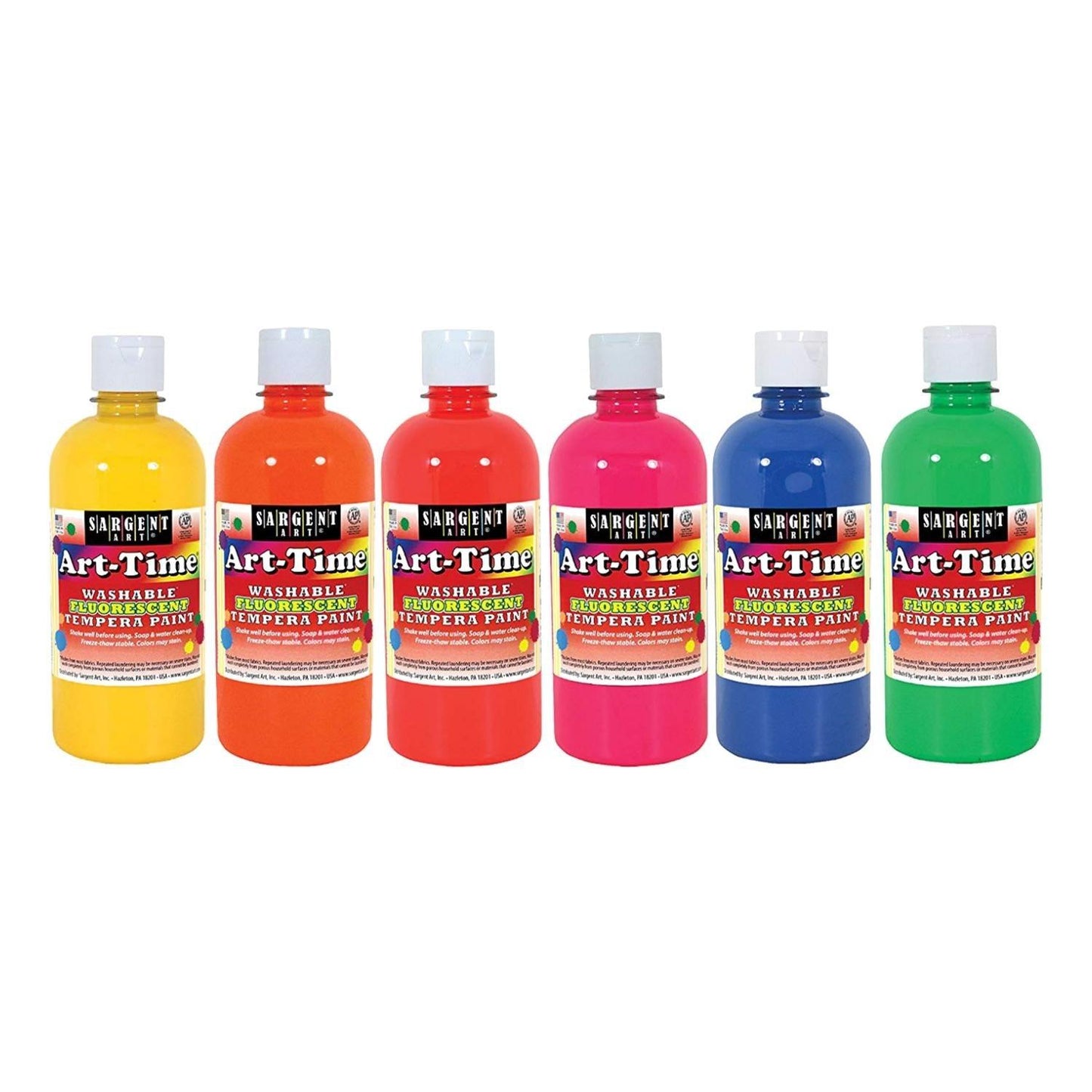 Sargent Washable Fluorescent Tempera Paint - 6 Pack - EconoCrafts